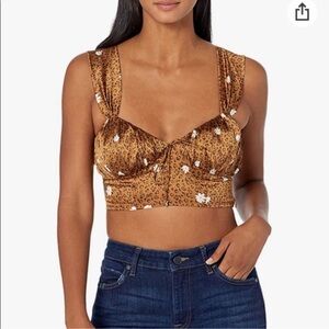 For Love And Lemons Brown Floral Leopard Tank Top